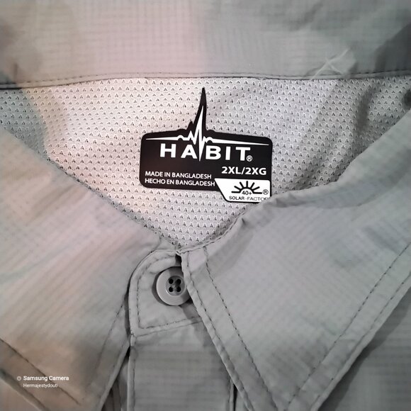 Habit Men's Bronze Green Outdoor UPF 40+ Long-Sleeve Fishing Shirt 2Xl/2XG - Picture 3 of 6